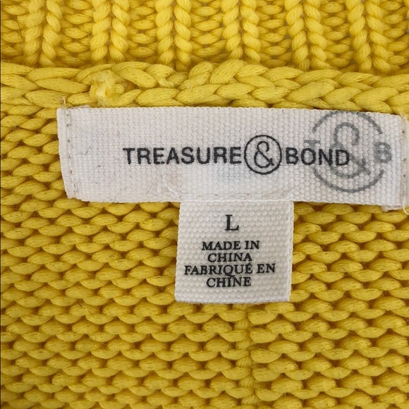Treasure and Bond Yellow Crew Neck Sweater Sz L - Picture 6 of 8